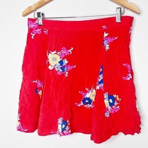 ModCloth Red Floral Mini Skirt Size Large